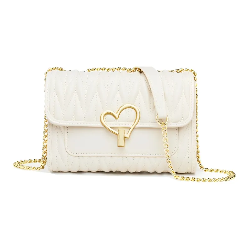 FOXER Cow Leather Heart Lock Small Square Bag, Shoulder Bag Women's-1
