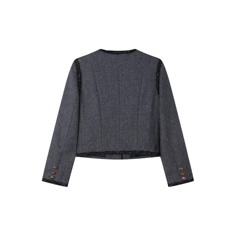 LOUISY AO Cropped Coats Women's Navy Blue-1