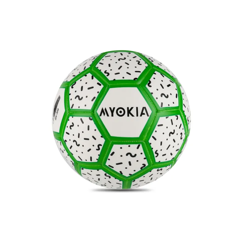 MYOKIA Size 5 Soccer PU Hand Stitched Soccer Ball Unisex White Green-1