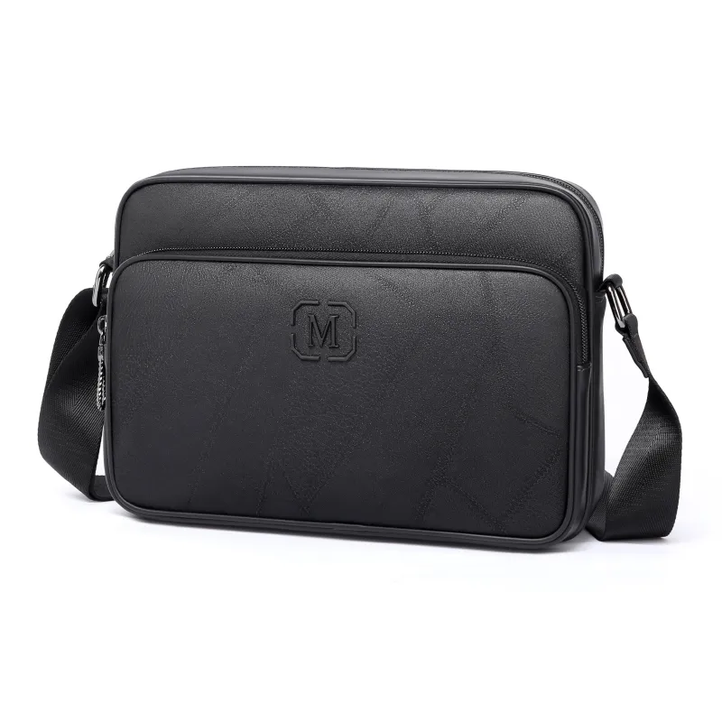 FAIRWHALE PU Crossbody Bag Messenger Bag Unisex Black Blue-1