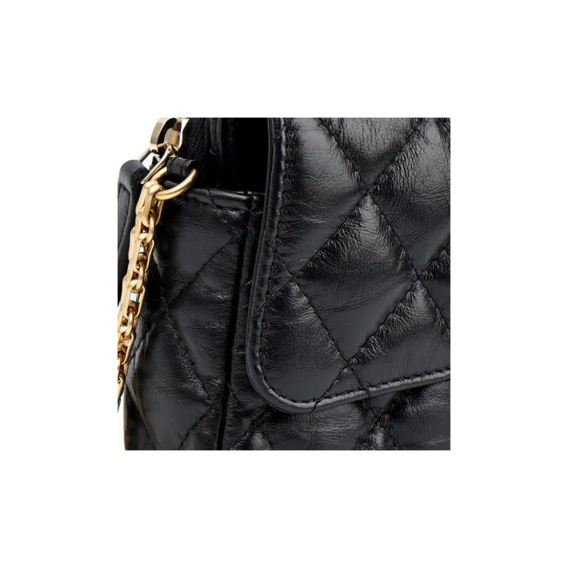 CHANEL 2.55WOC Calfskin Cell Phone Pouch, Shoulder Bag, Crossbody Bag Women's Black-4