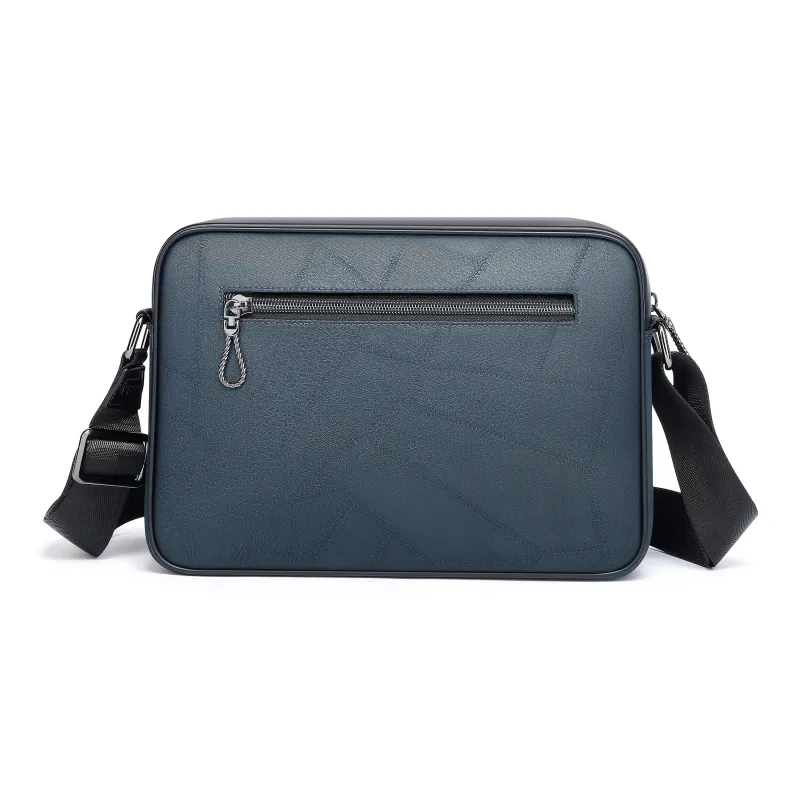 FAIRWHALE PU Crossbody Bag Messenger Bag Unisex Black Blue-12