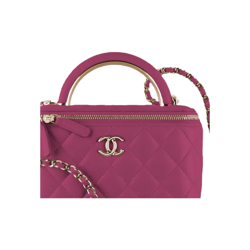CHANEL Lambskin Makeup Box, Shoulder Bag, Crossbody Bag, Handbag Women's Rose Red-3