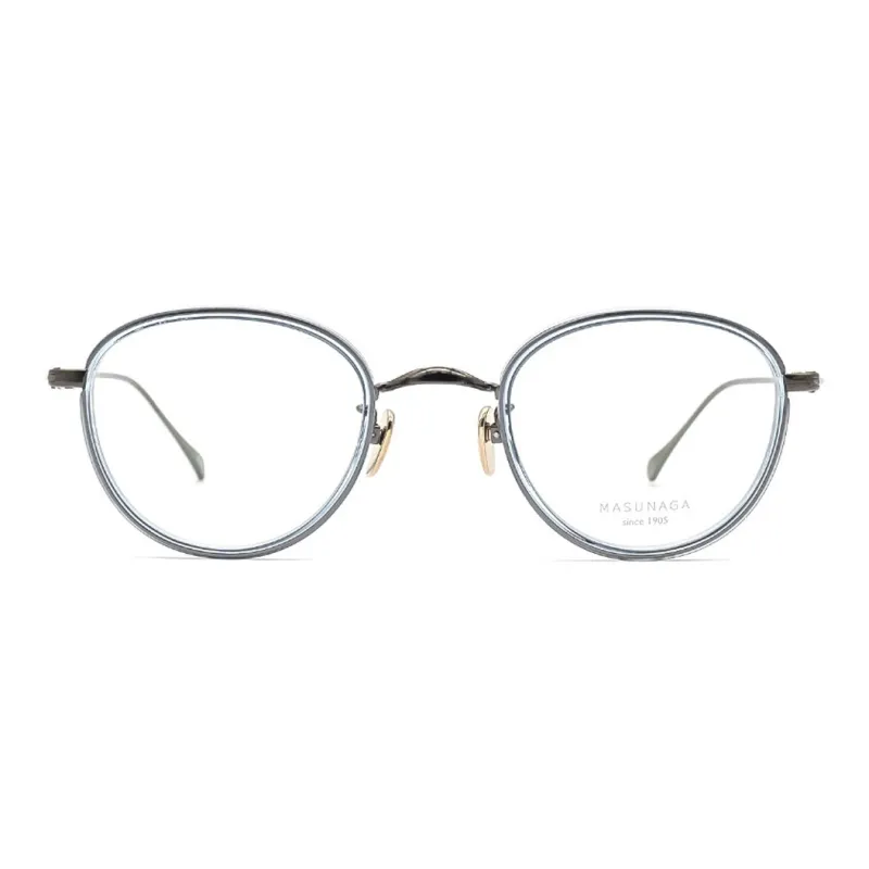 MASUNAGA Plate Frame Titanium Irregular Shape Eyeglass Frames Unisex Multicolor-2