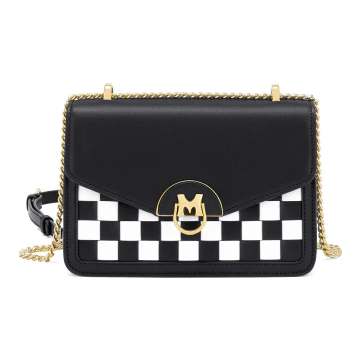 MAKEUP KITTEN With Cow Leather Small Square Bag, Crossbody Bag, Shoulder Bag Women's Black-1