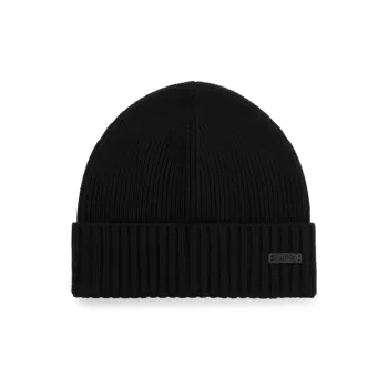 HUGO BOSS Logo Patch Knitted Beanie
