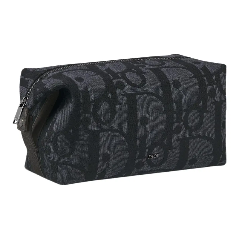 DIOR Extra Large Oblique Printed Fabric Toiletry Bag Regular Men's Black-1