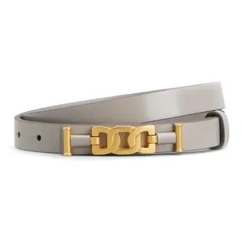 TOD'S Kate Chain Emblem Letter Logo Decoration Leather Belts Women's Gray Width 1.7CM