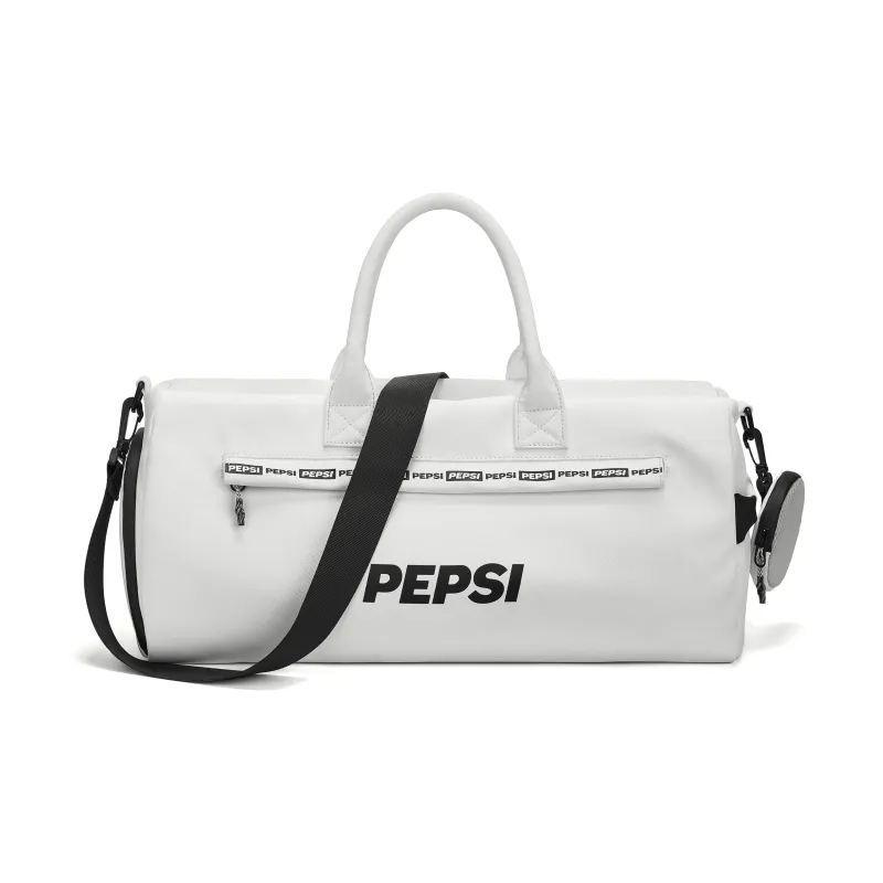 Pepsi Water-Repellent Membrana Dermalis PU Yoga Gym Bag Crossbody Travel Bag Medium Size Unisex Black/White-0