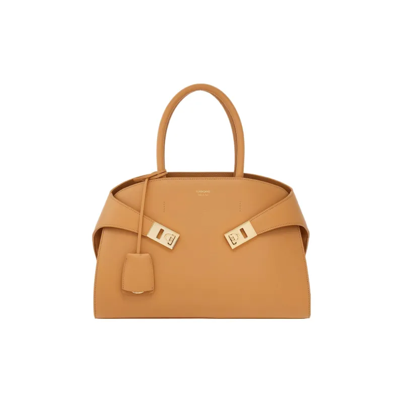 FERRAGAMO Grained Calfskin Shoulder Bag, Crossbody Bag, Handbag Small Size Women's Light Camel-0