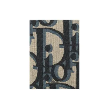 DIOR Oblique Print Passport Holder Men's Beige & Black