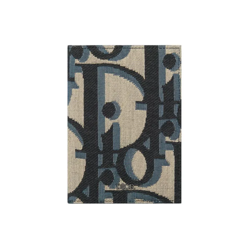 DIOR Oblique Print Fabric Passport Holder Men's Beige & Black-0