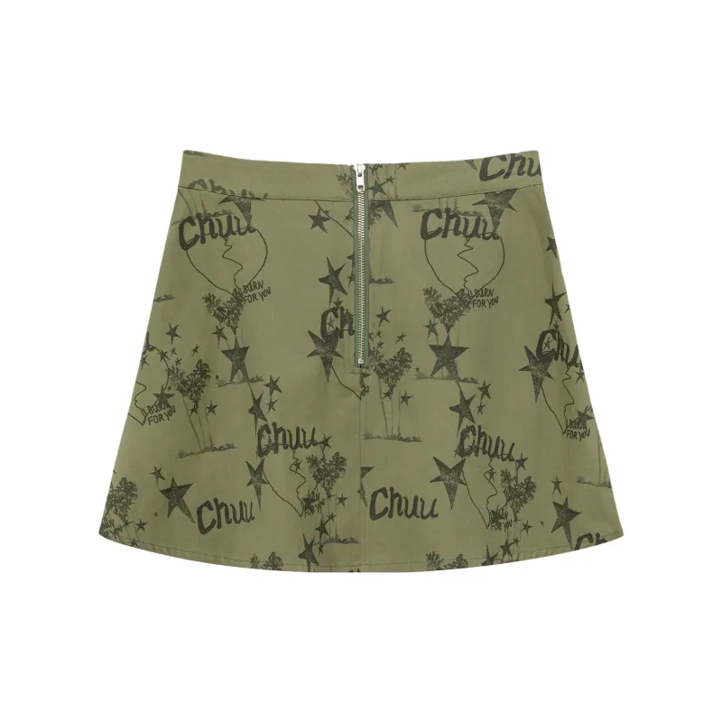 CHUU Casual Short Skirts Women's Army Green-1