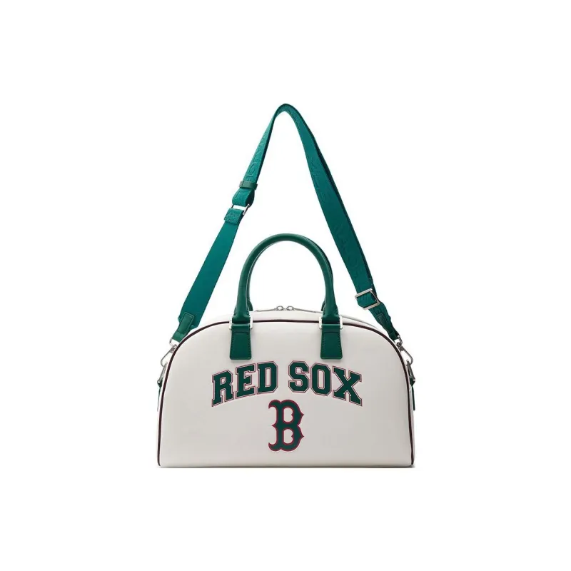 MLB Boston Red Sox Artificial Leather Bowling Bag, Crossbody, One Shoulder, Handbag Tubas Unisex Cream-3