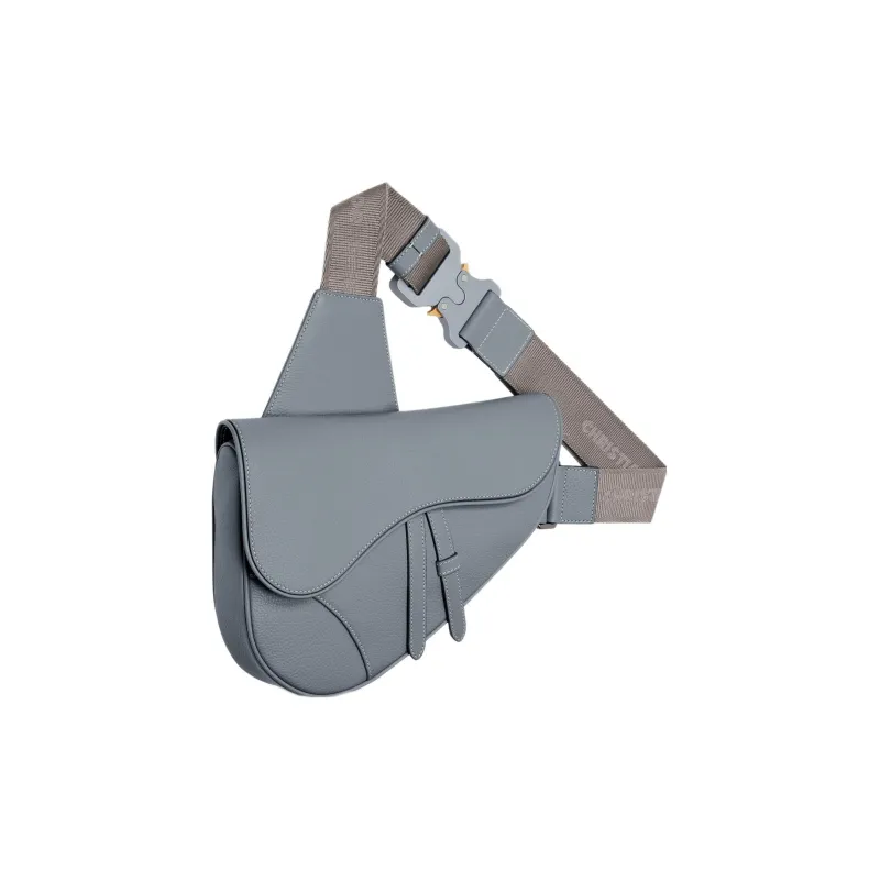 DIOR Grained Calfskin Saddle Bag Messenger Bag Crossbody Bag Shoulder Bag Men's Dio Gray-1