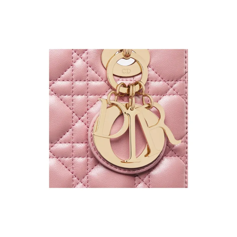 DIOR Lady Dior Pearlescent Lambskin Lady Dior Bag, Shoulder Bag, Crossbody Bag, Handbag Trumpets Women's Peach Pink-5