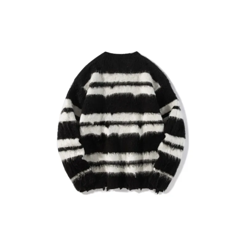 FORHUG Knitwear Unisex Black White Stripes-1