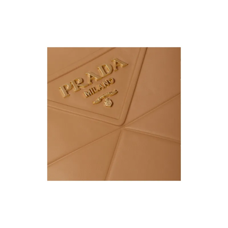 PRADA Symbole Leather Tote Bag Shopping Bag Handbag Small Size Women's Caramel-5