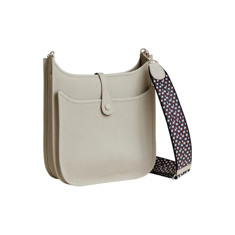 HERMES Evelyne Clemence Bullock Leather Ivorie Crossbody Bag Shoulder Bag Women's Concrete Gray+Black-2