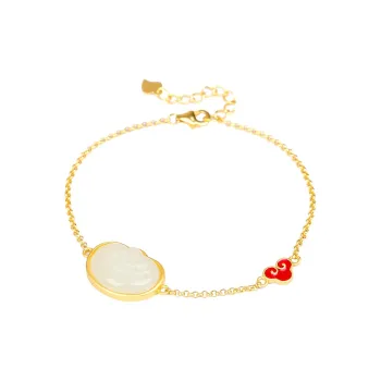 Best Wishes Bracelets Pale Greenish White Jade Unisex