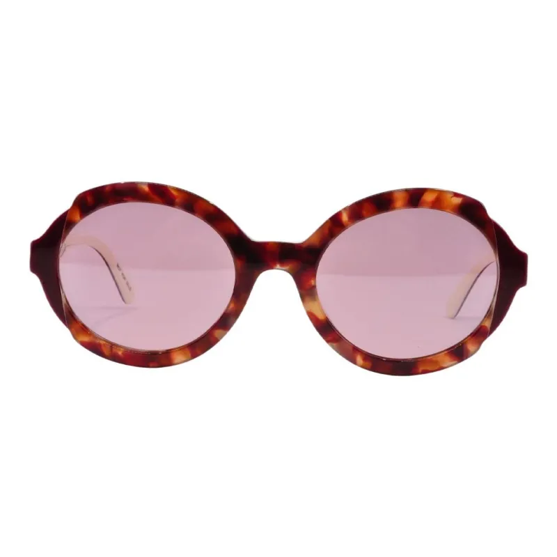 PRADA Plastic Irregular Shape Sunglasses Women's Brown-1