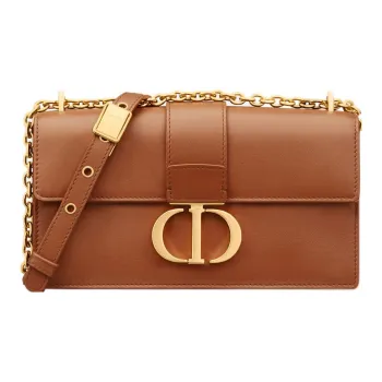 DIOR 30 Montaigne Cow Leather Shoulder Bag Crossbody Bag Women's Gold Brown