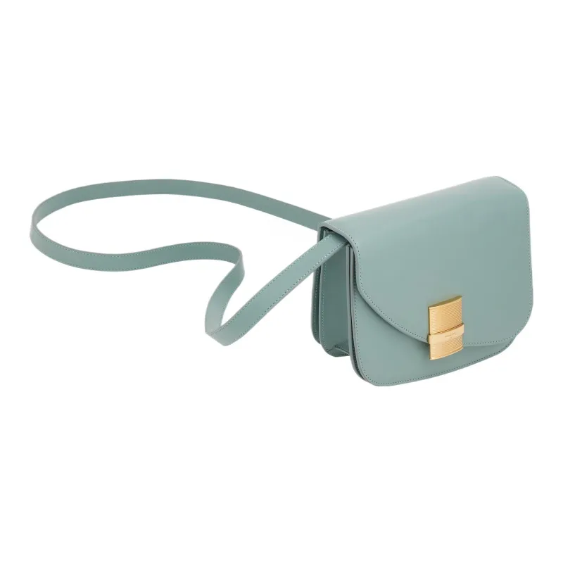 FERRAGAMO Zebra Print Calfskin Shoulder Bag, Crossbody Bag Trumpets Women's Lake Blue-1