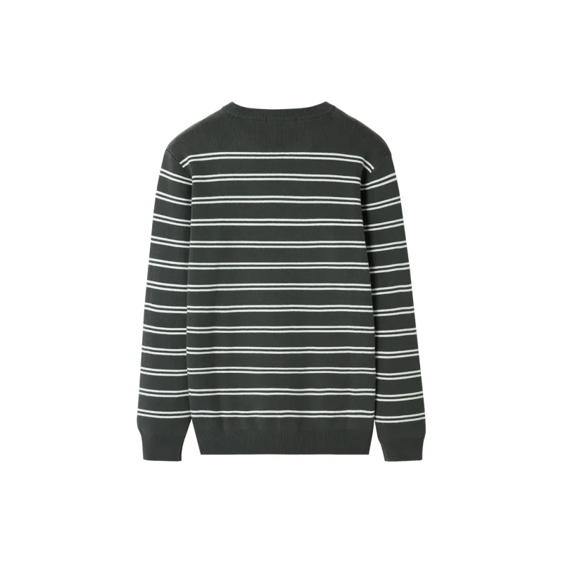 HLA Knitwear Men Dark Gray Stripes J5-1