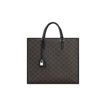 CELINE Cabas Cow Leather Tote Bag Shopping Bag Handbag Regular Men's Black