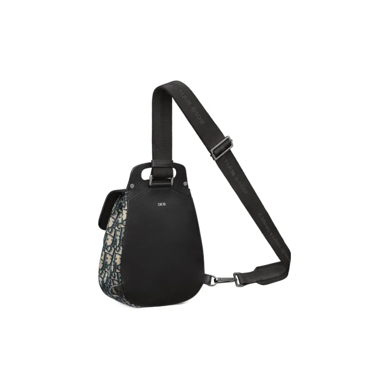 DIOR Gallop Oblique Jacquard With Grain Cow Leather Sling Bag, Crossbody Bag, Shoulder Bag Mini Men's Black-3