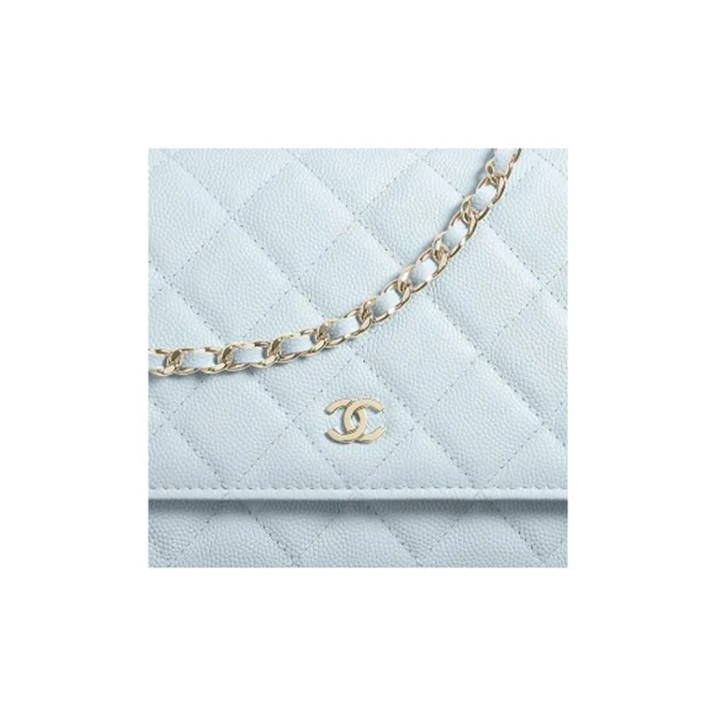 CHANEL WOC Calfskin Wallet On Chain, Shoulder Bag, Crossbody Bag Women's Babyblue Sky Blue-1