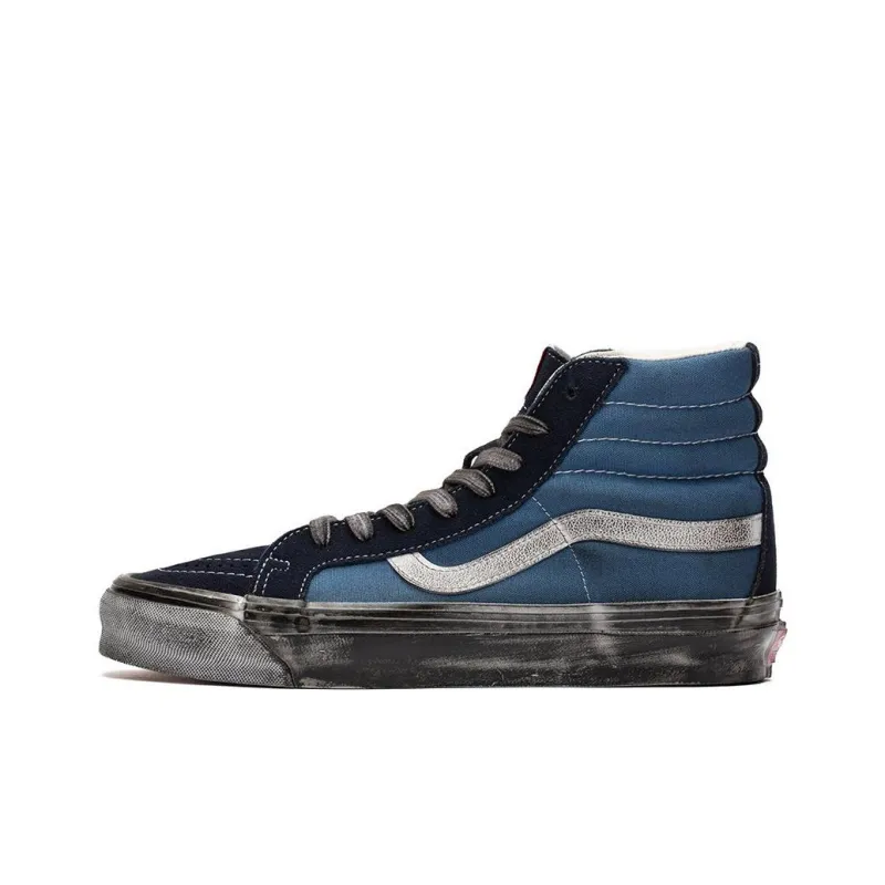 Vans Vault Ua Og Sk8 Hi Lx Stressed Navy Blue-0