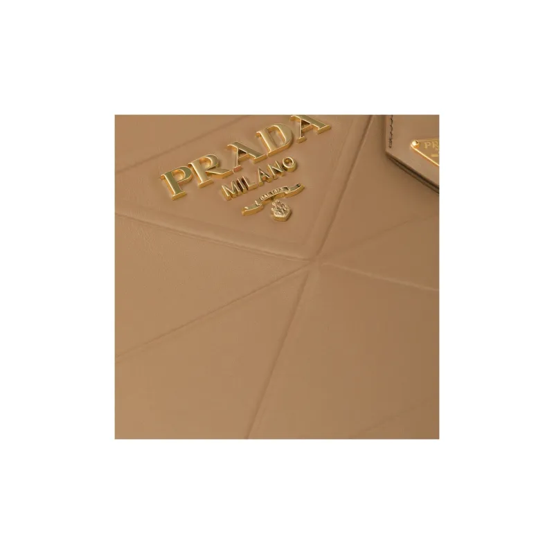 PRADA Symbole Leather Tote Bag Shopping Bag Handbag Medium Size Women's Caramel-3