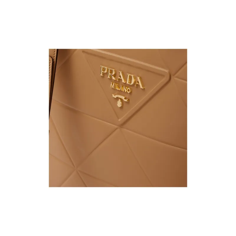 PRADA Symbole Leather Tote Bag Shopping Bag Handbag Small Size Women's Caramel-3