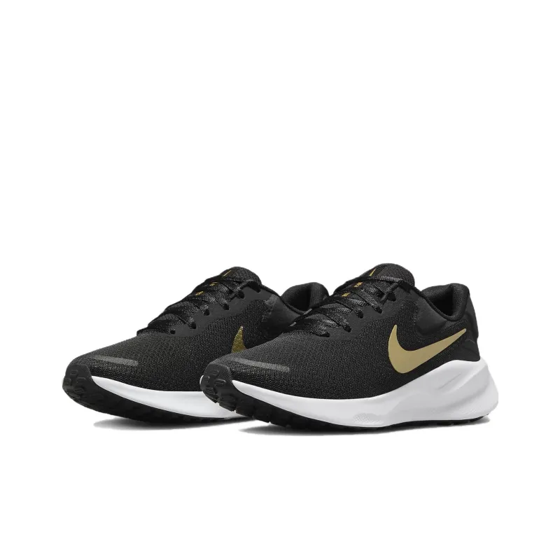 Nike Revolution 7 Black White Dark Smoke Grey Metallic Gold Women's-2