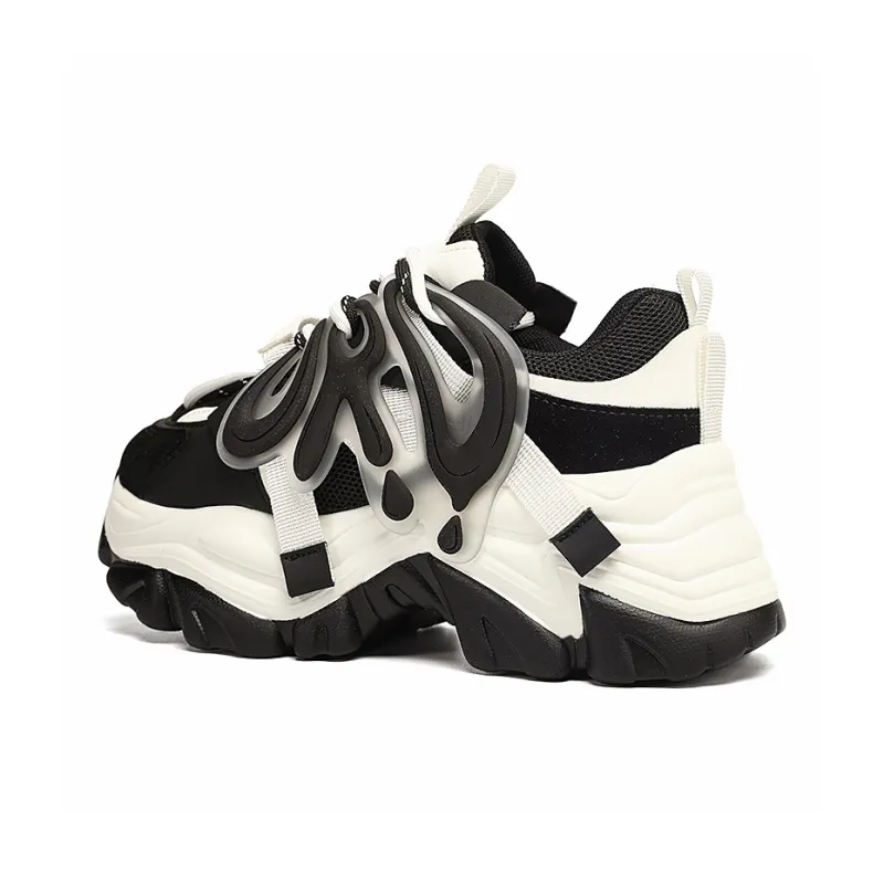ORD Panda Collection Anti-Slip Wear-Resistant Breathable Lightweight Low-Top Chunky Sneakers Unisex Black White 6cm-1