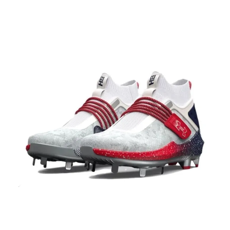Under Armour Harper 8 Low ST USA Anti-Slip Wear-Resistant High-Top Training Shoes Men's Red White-2