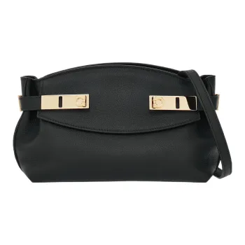 FERRAGAMO Calfskin Evening Party Bag Shoulder Bag Crossbody Bag Small Size Women's Black