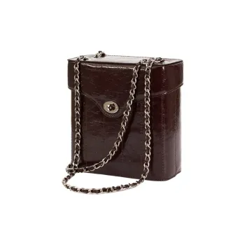 CARDINAL RED Cow Leather Box Bag Shoulder Bag Crossbody Bag Regular Women's Chocolate