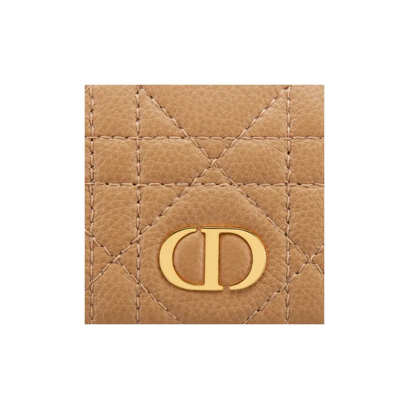 DIOR Caro Soft Calfskin Wallet Extra Small Women's Brown-4