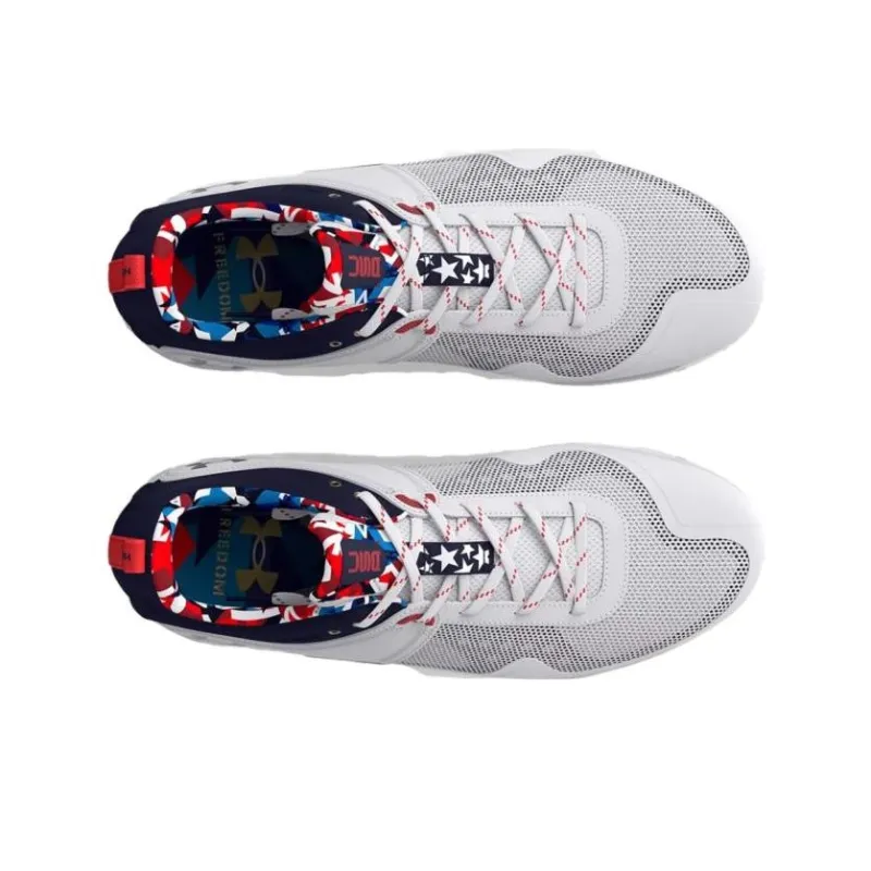 Under Armour GLYDE MT USA Cushioning Anti-Slip And Wear-Resistant Low-Top Training Shoes Women's White Blue-3