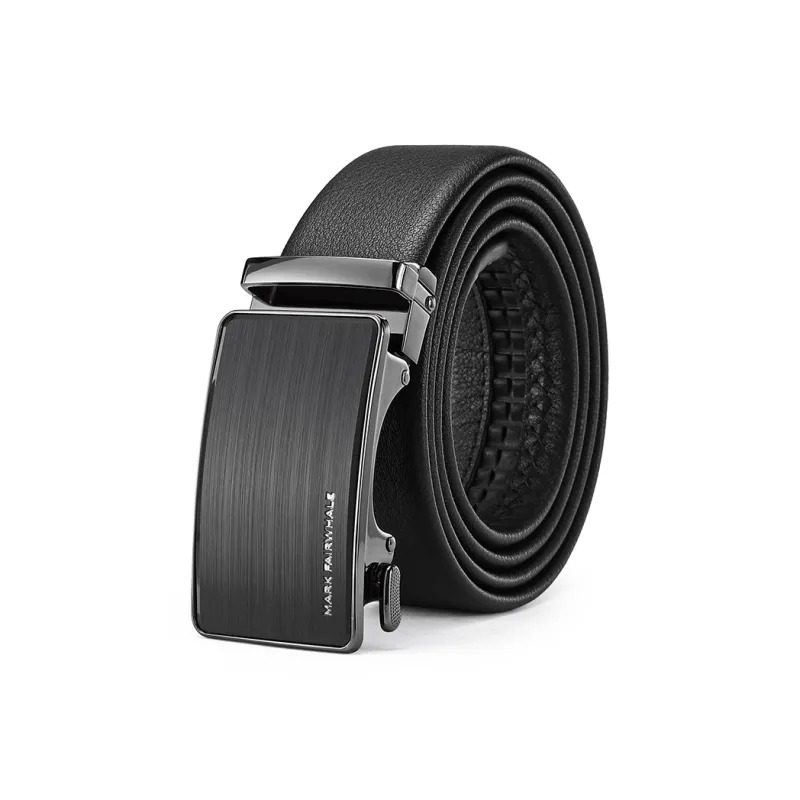 FAIRWHALE Stamped LOOG Brand Letter Automatic Buckle Cow Leather Belts Men's Width 3.5CM-3