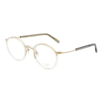 MASUNAGA Titanium Irregular Shape Eyeglass Frames Unisex Transparent Frame Gold Stand