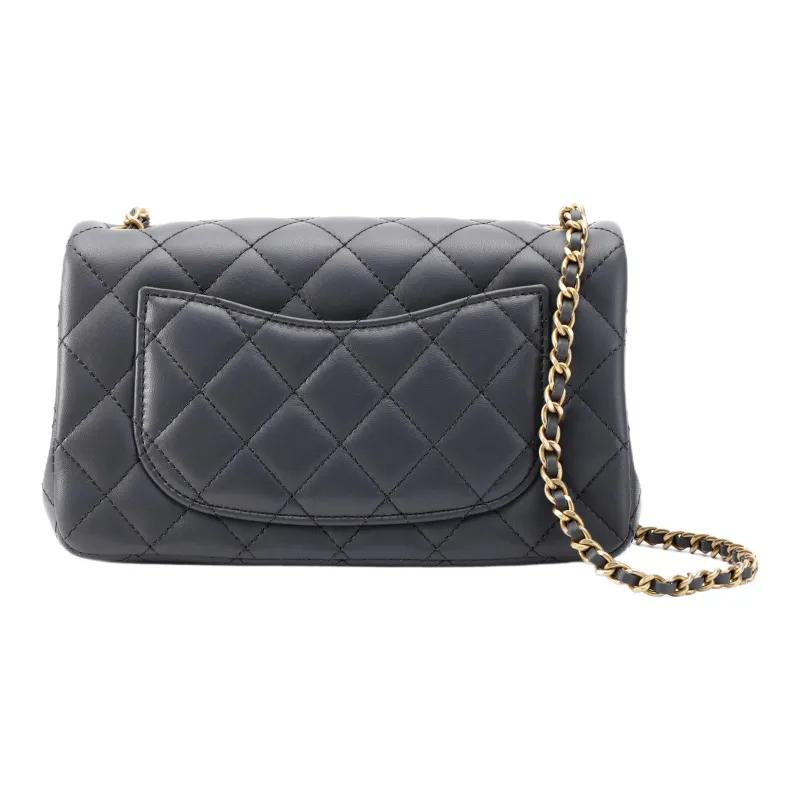 CHANEL Classic Flap CF Sheepskin Chain Bag, Flap Bag, Shoulder Bag, Crossbody Bag Mini Women's Dark Gray-2