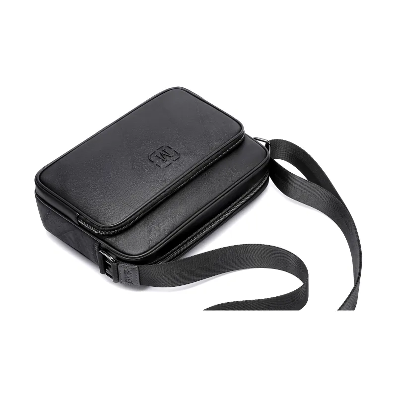FAIRWHALE PU Crossbody Bag Messenger Bag Unisex Black Blue-4