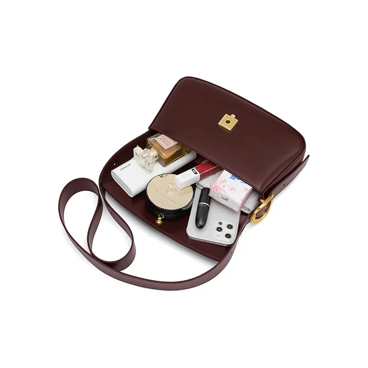 MAKEUP KITTEN Cow Leather Baguette Bag Shoulder Bag Regular Women's Burgundy-5