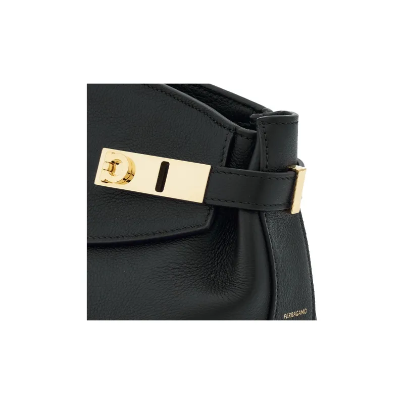FERRAGAMO Calfskin Evening Bag, Shoulder Bag, Crossbody Bag Trumpets Women's Black-5
