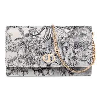 DIOR Caro Calfskin One Shoulder Crossbody Clutches Women's Gray