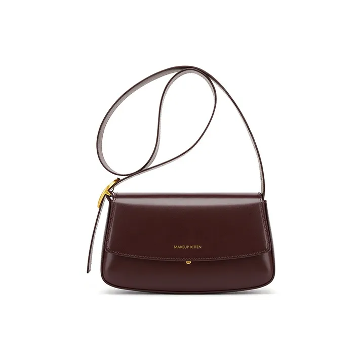 MAKEUP KITTEN Cow Leather Baguette Bag Shoulder Bag Regular Women's Burgundy-1