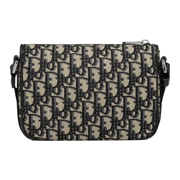 DIOR Aqua Oblique Print Shoulder Bag, Crossbody Bag Mini Unisex Beige & Black-3